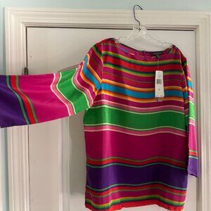 Ralph Lauren 100% Silk Striped Ladies Blouse